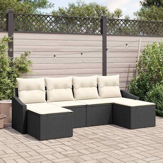 Garten Essgruppe mit Kissen 6 pcs Schwarz und Creme