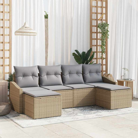 Garten Essgruppe mit Kissen mit Speicher 6 pcs Beige, Hellgrau
