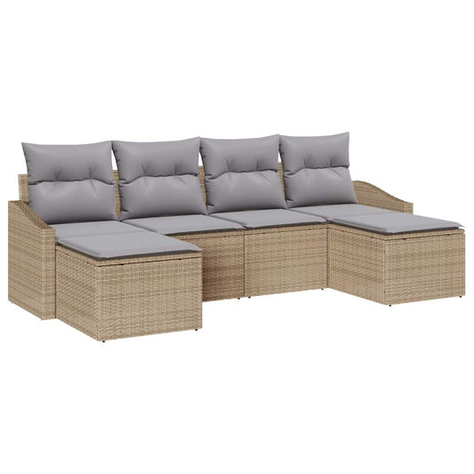 Garten Essgruppe mit Kissen mit Speicher 6 pcs Beige, Hellgrau