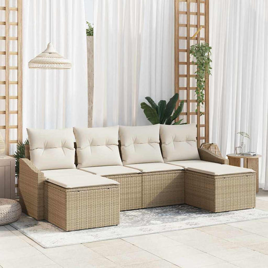 Garten Essgruppe mit Kissen mit Speicher 6 pcs Beige, Creme