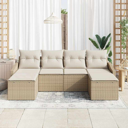 Garten Essgruppe mit Kissen mit Speicher 6 pcs Beige, Creme