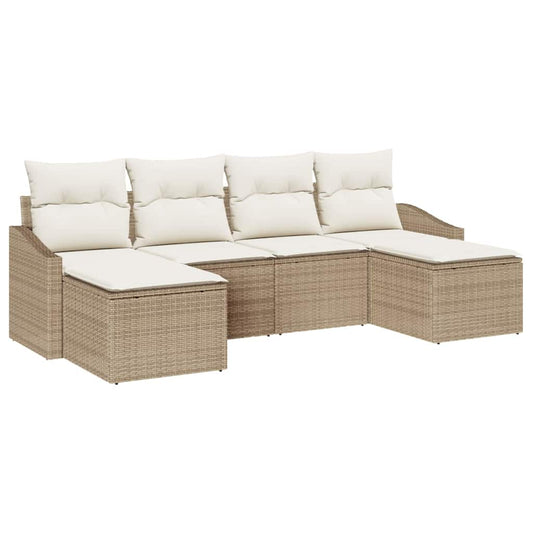 Garten Essgruppe mit Kissen mit Speicher 6 pcs Beige, Creme