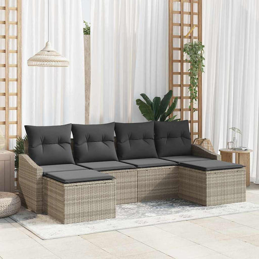 Garten Essgruppe mit Kissen mit Speicher 6 pcs Hellgrau