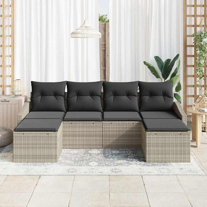 Garten Essgruppe mit Kissen mit Speicher 6 pcs Hellgrau