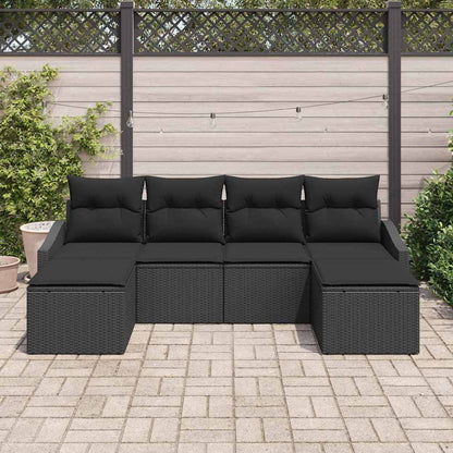 Garten Essgruppe mit Kissen mit Speicher 6 pcs Schwarz