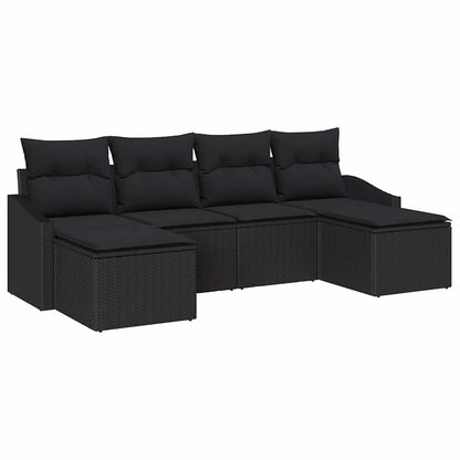 Garten Essgruppe mit Kissen mit Speicher 6 pcs Schwarz