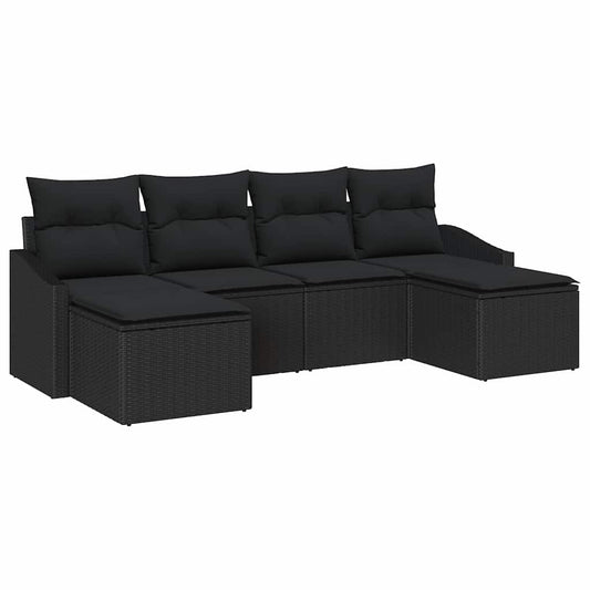 Garten Essgruppe mit Kissen mit Speicher 6 pcs Schwarz