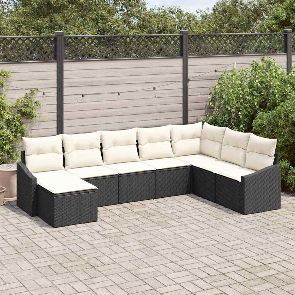 Garten Essgruppe mit Kissen 8 pcs Schwarz und Creme