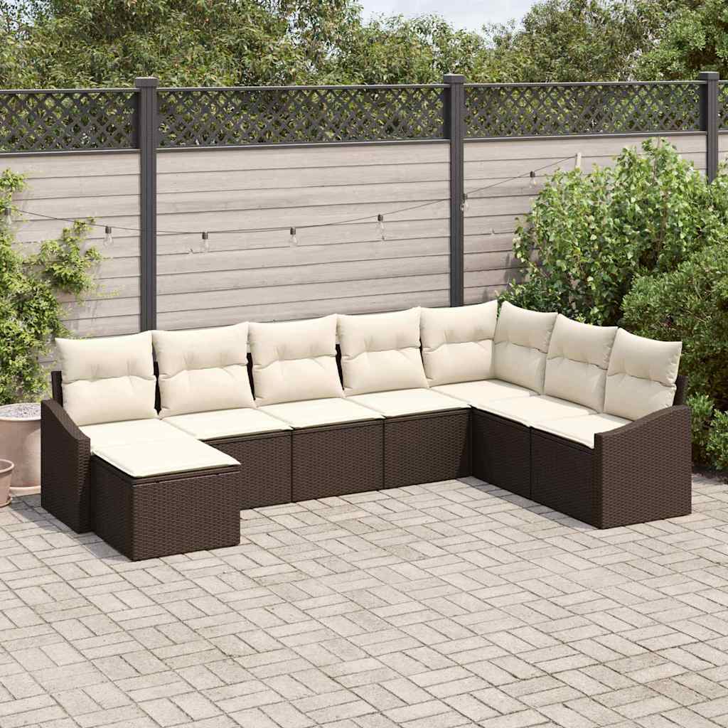 Garten Essgruppe mit Kissen mit Speicher 8 pcs Braun und Creme
