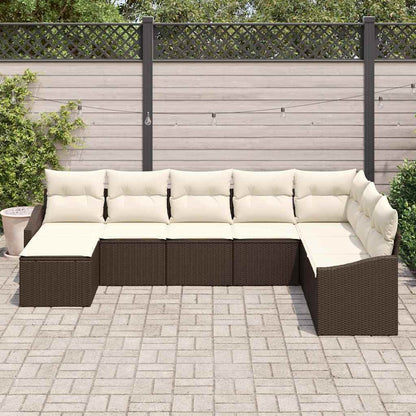 Garten Essgruppe mit Kissen mit Speicher 8 pcs Braun und Creme