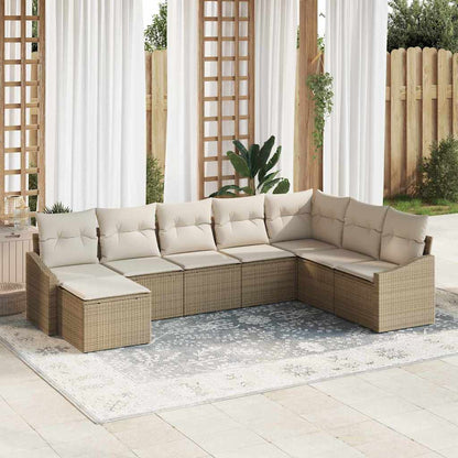 Garten Essgruppe mit Kissen mit Speicher 8 pcs Beige, Creme
