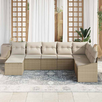 Garten Essgruppe mit Kissen mit Speicher 8 pcs Beige, Creme