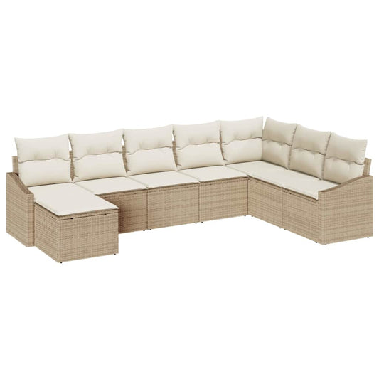 Garten Essgruppe mit Kissen mit Speicher 8 pcs Beige, Creme