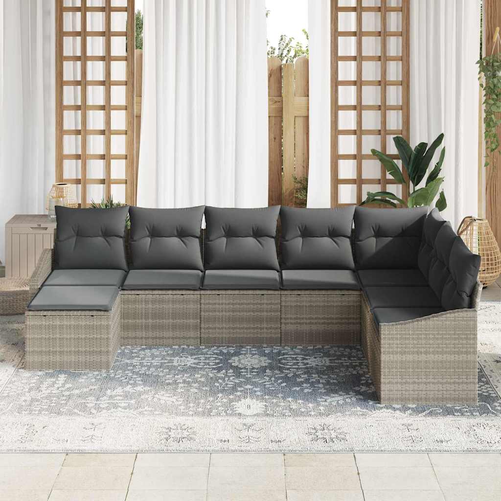 Garten Essgruppe mit Kissen mit Speicher 8 pcs Hellgrau