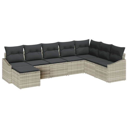 Garten Essgruppe mit Kissen mit Speicher 8 pcs Hellgrau