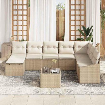 Garten Essgruppe mit Kissen mit Speicher 9 pcs Beige, Creme