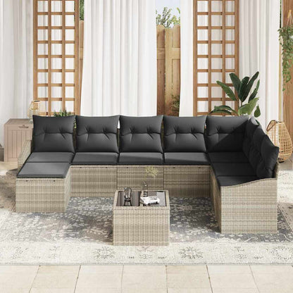 Garten Essgruppe mit Kissen mit Speicher 9 pcs Hellgrau
