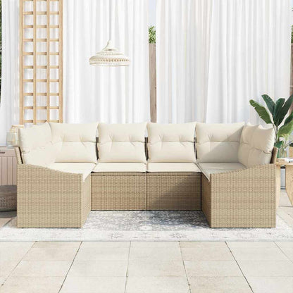 Garten-Sofa-Set mit Kissen mit Speicher 6 pcs Beige, Creme