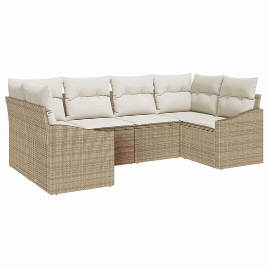 Garten-Sofa-Set mit Kissen mit Speicher 6 pcs Beige und Creme
