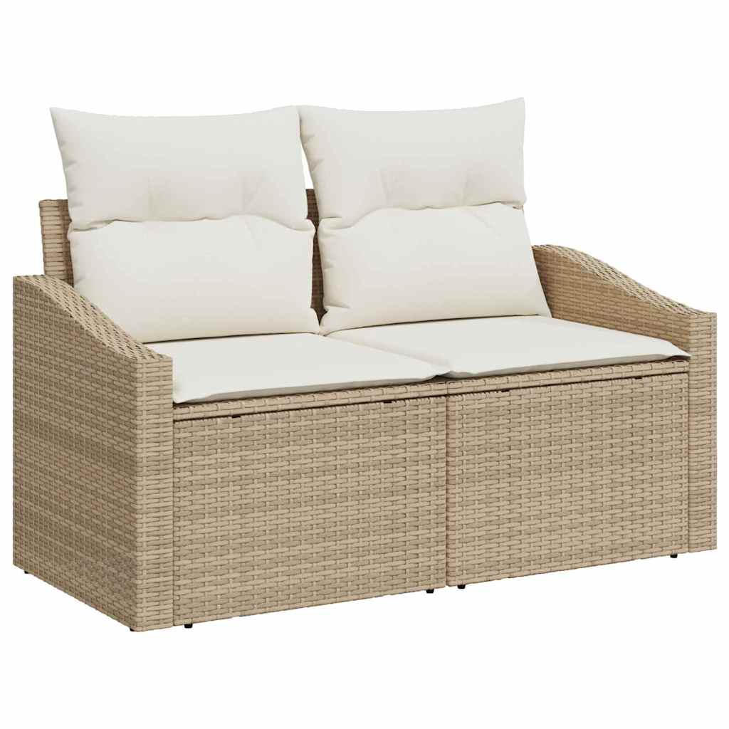 Garten-Sofa-Set mit Kissen mit Speicher 6 pcs Beige und Creme