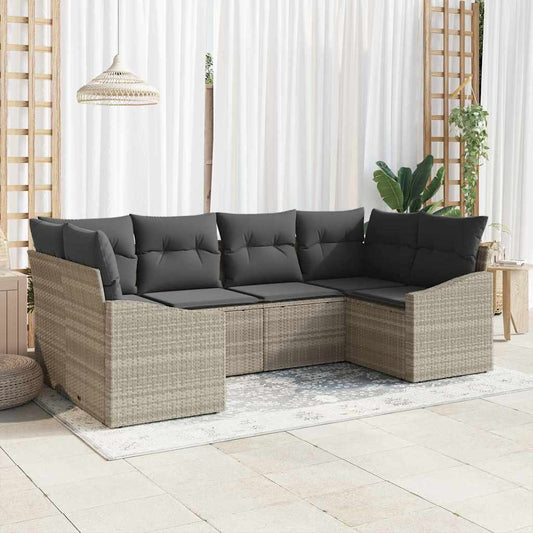 Garten-Sofa-Set mit Kissen mit Speicher 6 pcs Hellgrau