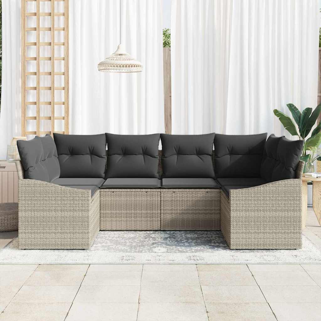 Garten-Sofa-Set mit Kissen mit Speicher 6 pcs Hellgrau