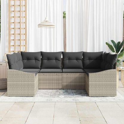 Garten-Sofa-Set mit Kissen mit Speicher 6 pcs Hellgrau