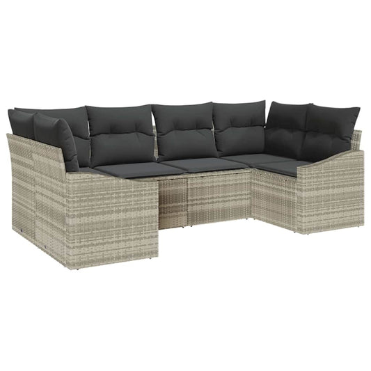 Garten-Sofa-Set mit Kissen mit Speicher 6 pcs Hellgrau