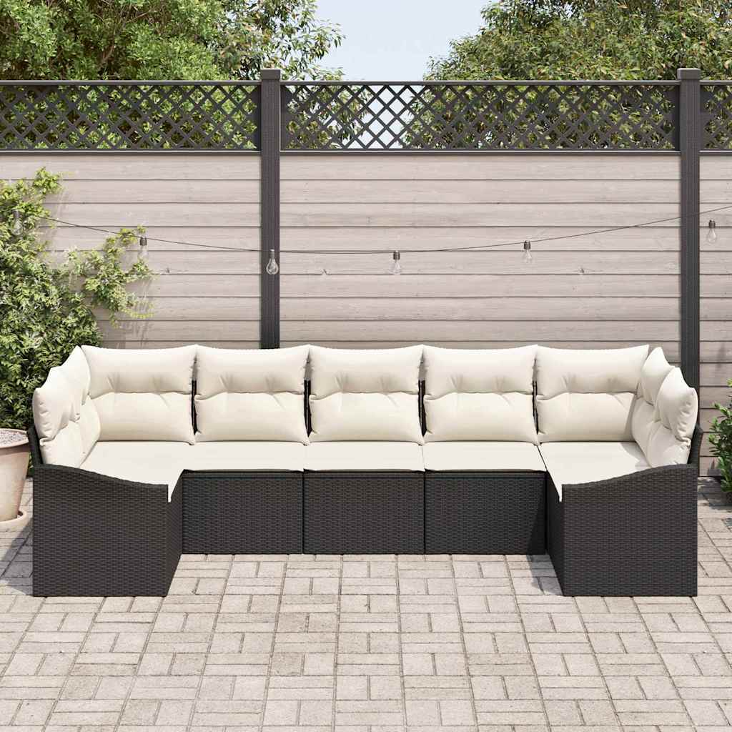 Garten Essgruppe mit Kissen 7 pcs Schwarz und Creme