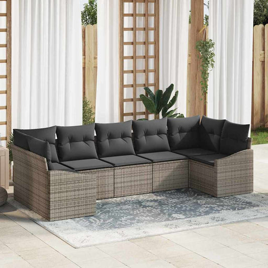 Garten Essgruppe mit Kissen mit Speicher 7 pcs Grau