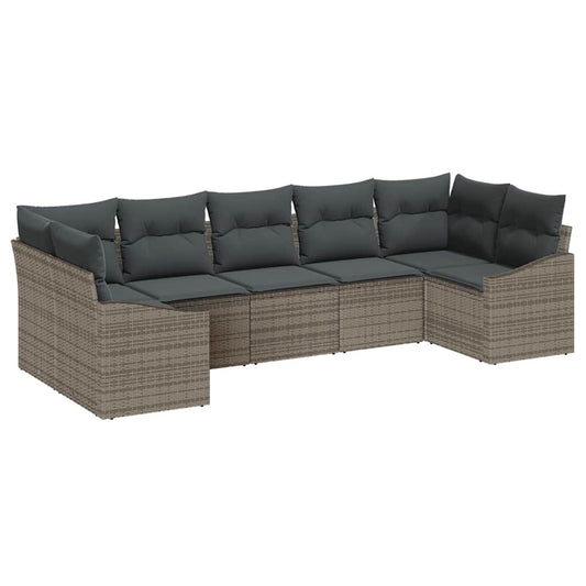 Garten Essgruppe mit Kissen mit Speicher 7 pcs Grau