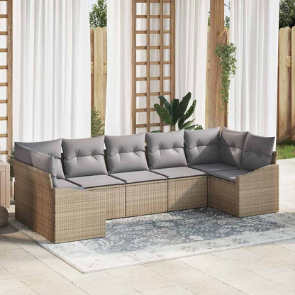 Garten Essgruppe mit Kissen mit Speicher 7 pcs Beige, Hellgrau