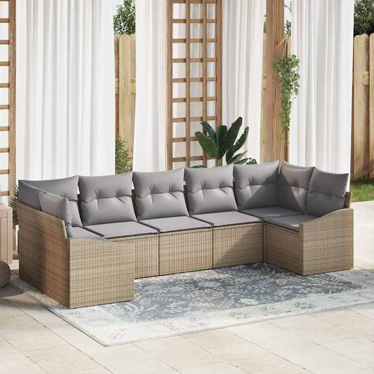 Garten Essgruppe mit Kissen mit Speicher 7 pcs Beige, Hellgrau