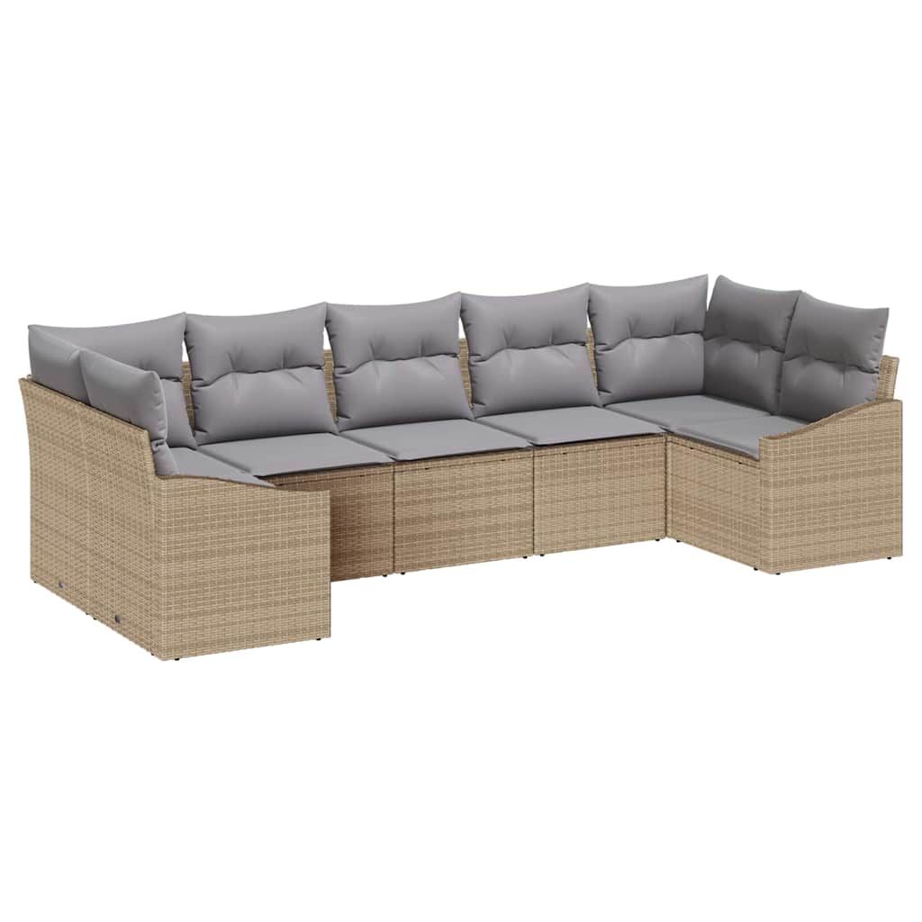 Garten Essgruppe mit Kissen mit Speicher 7 pcs Beige, Hellgrau