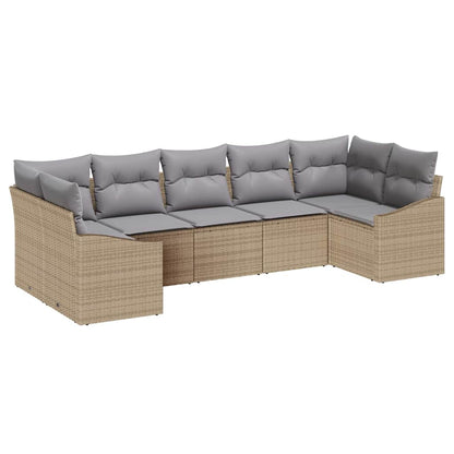 Garten Essgruppe mit Kissen mit Speicher 7 pcs Beige, Hellgrau