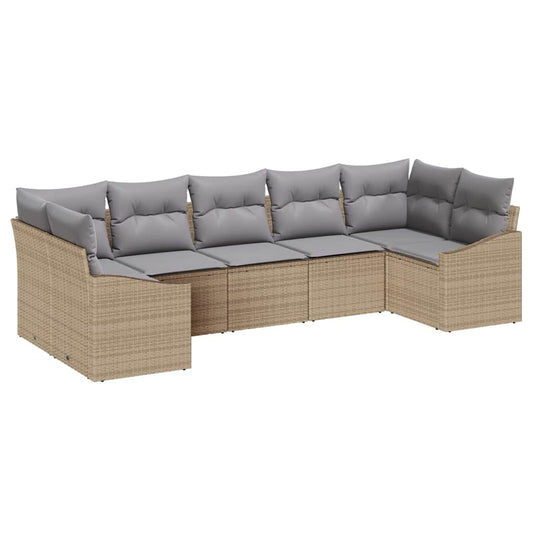 Garten Essgruppe mit Kissen mit Speicher 7 pcs Beige, Hellgrau