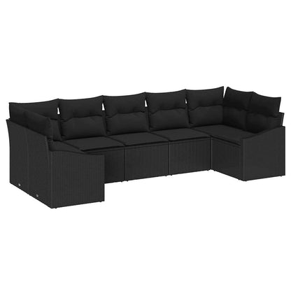 Garten Essgruppe mit Kissen mit Speicher 7 pcs Schwarz