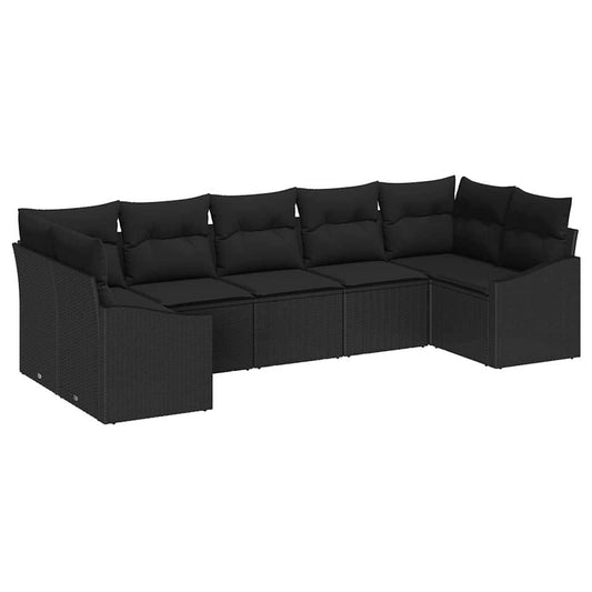 Garten Essgruppe mit Kissen mit Speicher 7 pcs Schwarz