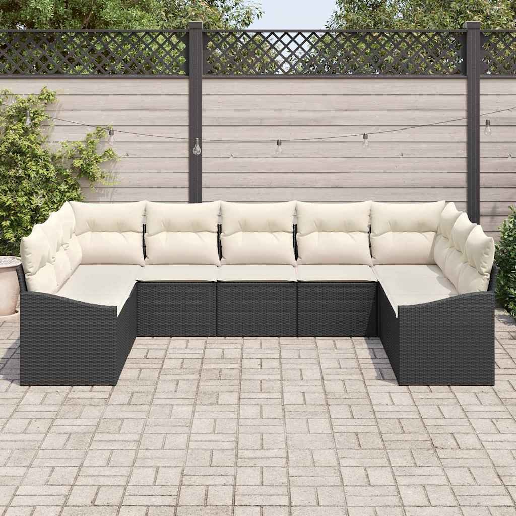 Garten Essgruppe mit Kissen 9 pcs Schwarz und Creme