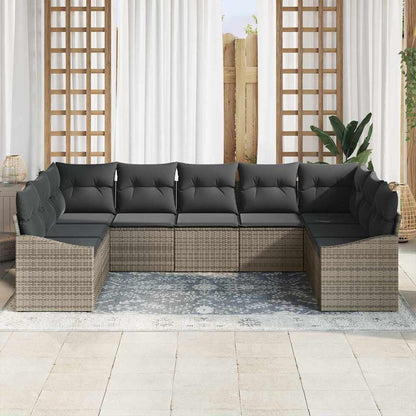 Garten Essgruppe mit Kissen mit Speicher 9 pcs Grau