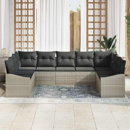 Garten Essgruppe mit Kissen mit Speicher 9 pcs Hellgrau
