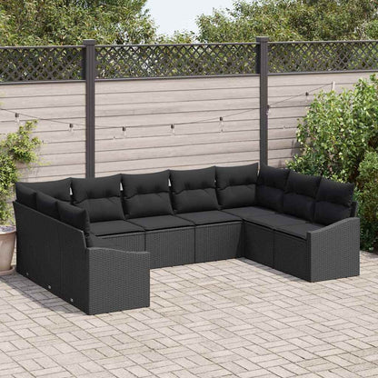 Garten Essgruppe mit Kissen mit Speicher 9 pcs Schwarz