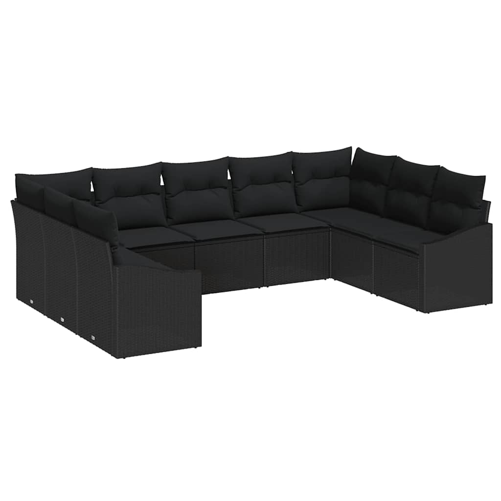 Garten Essgruppe mit Kissen mit Speicher 9 pcs Schwarz
