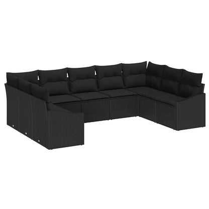 Garten Essgruppe mit Kissen mit Speicher 9 pcs Schwarz