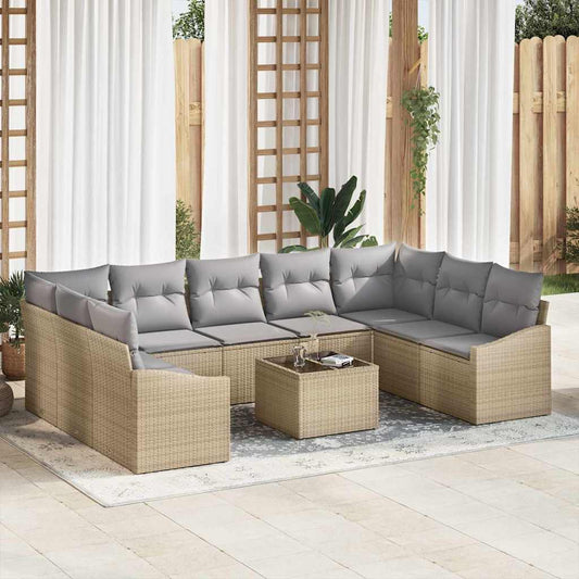 Garten Essgruppe mit Kissen mit Speicher 10 pcs Beige, Hellgrau