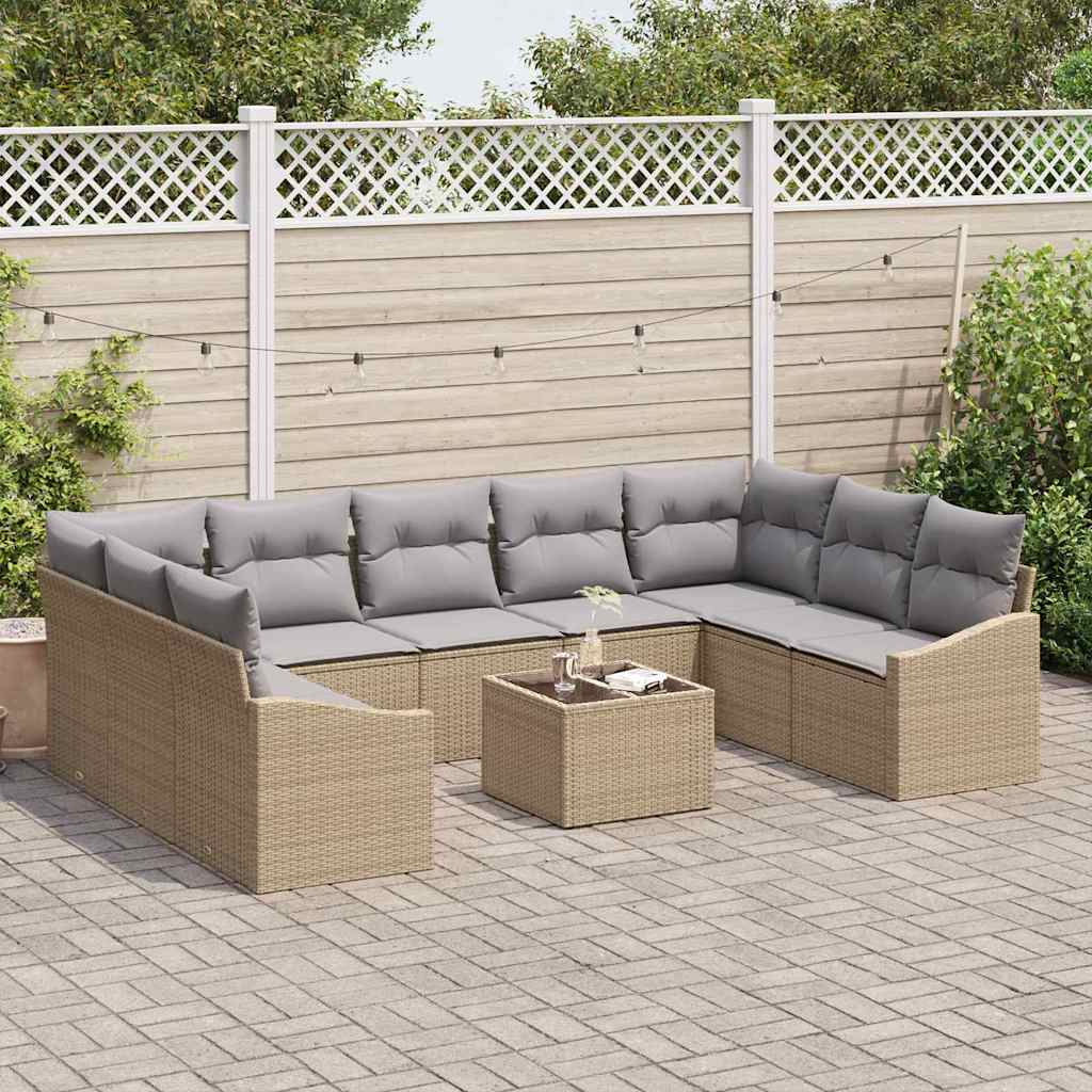 Garten Essgruppe mit Kissen mit Speicher 10 pcs Beige, Hellgrau