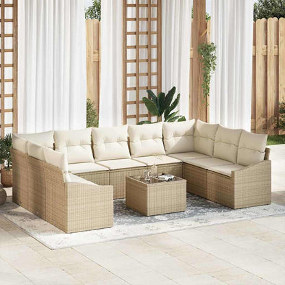 Garten Essgruppe mit Kissen mit Speicher 10 pcs Beige, Creme