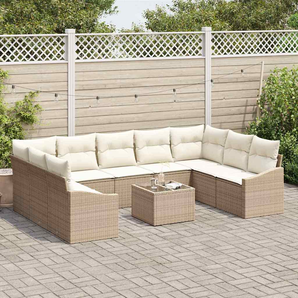 Garten Essgruppe mit Kissen mit Speicher 10 pcs Beige, Creme