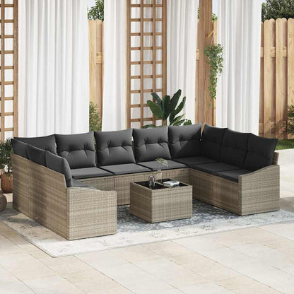 Garten Essgruppe mit Kissen mit Speicher 10 pcs Hellgrau