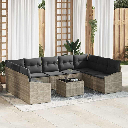 Garten Essgruppe mit Kissen mit Speicher 10 pcs Hellgrau
